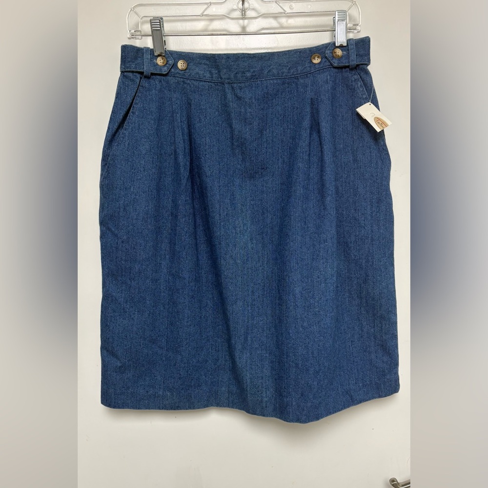 Talbots VTG Classic Blue Denim  Pencil Skirt with pockets Size 14